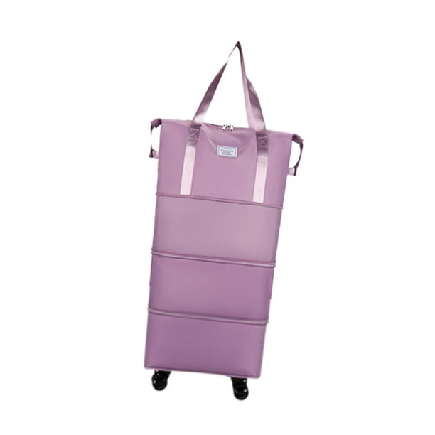Bolsa de viaje plegable expandible con ruedas, bolsa de mano plegable, bolsa de viaje Púrpura Tres Expandir