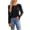 thumbnail image 1 of Yuyuzo 2025 Tunic Tops for Women Rufffle Long Sleeve Round Neck Solid Color Shirts Fall Solid Color Tops, 1 of 6