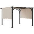 thumbnail image 1 of Outsunny Pavillon de Terrasse Pergola Extérieure 10 Pieds x 10 Pieds Auvent Rétractable, Beige, 1 of 9