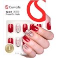 thumbnail image 2 of Curvlife 30pcs Short Press On Nails, Shining Stick on Fake Nails Design Glossy Acrylic Nails Tips Glue on Square Press on Nails For Women False Nail Kit With Nail Glue (Ribbon Red Charm), 2 of 7