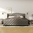 thumbnail image 2 of Bonzy Home King Size Bed Frame with Storage Velvet Upholstered Sleigh Bed with Headboard Button Tufted Easy Assembly Gray, 2 of 8