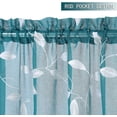 thumbnail image 7 of Haperlare 2 Panels 26"W x 24"L Sheer Kitchen Curtains Leaves Embroidery Cafe Curtains Half Window Curtain Set for Bathroom, Teal, 7 of 7