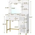 thumbnail image 3 of Makeup Vanity Desk with Mirror and Lights, White Vanity Table with 3 Color Lights, 7 Storage Drawers and Large Mirror for Women,White, 3 of 8