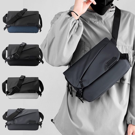 Waterproof Shoulder Bag Large Capacity Crossbody Tote | Multifunctional Travel Messenger | Durable Anti-Wear Fabric | Multiple Compartments | 29×22×8cm | Lightweight 310g | Dark Gray/Black/Blue