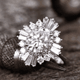 thumbnail image 2 of HeartsAndYou 1.5ct Oval Moissanite Engagement Ring for Women 18k White Gold Over Silver Baguette Cut Moissanite Halo, 2 of 9