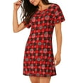 thumbnail image 2 of Naloa Snowflakes On A Buffalo Plaid Print Women Nightgowns,Womens Loungewear,Short Sleeve Sleepwear,Comfy Ladies Nightdress, 2 of 6