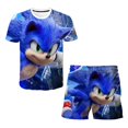thumbnail image 2 of 20204 Nuevo conjunto de camiseta y pantalones cortos de dos piezas para niños del anime japonés "Sonic", camiseta de verano para niño y niña + pantalones cortos de playa, 2 of 5
