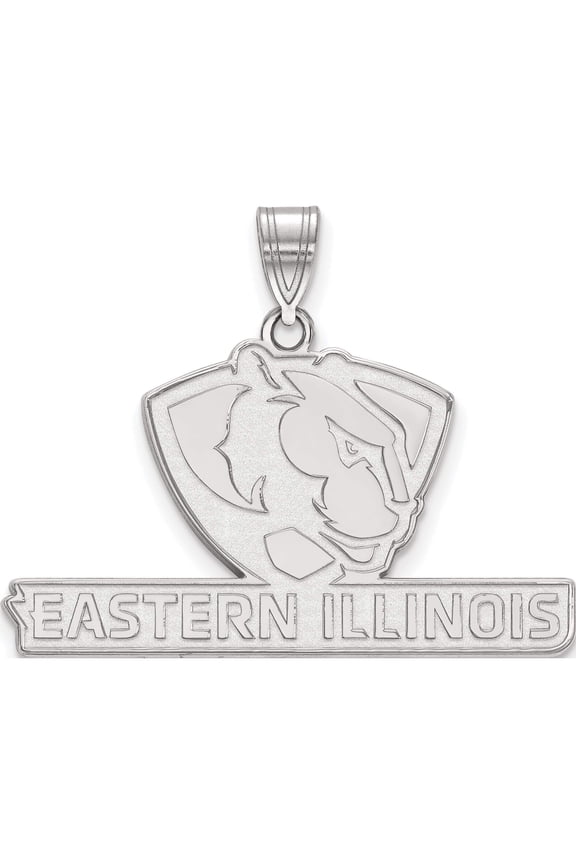 Sterling Silver S. Rh-Plated Logoart Eastern Illinois University Large Pendant (25 X 32) Made In United States ss003eiu