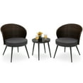 thumbnail image 2 of Costway 3PCS Patio Rattan Bistro Furniture Set Cushioned Chair Table Garden, 2 of 9
