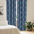 thumbnail image 2 of Ambesonne Forest Window Curtains, Jungle Botanic Pine Nuts, Each 28" W x 63" L, Teal Night Blue Pink, 2 of 3