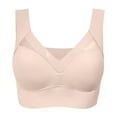 thumbnail image 3 of YWDJ Lounge Bras for Women Plus Size Back Closures Sleep Bras No Wires Comfy Bras Wide Strap Full Coverage Push up Wrap Lounge Bras Padded Plus Size Comfort Bras Solid Comfortable Bras Beige 2XL, 3 of 4