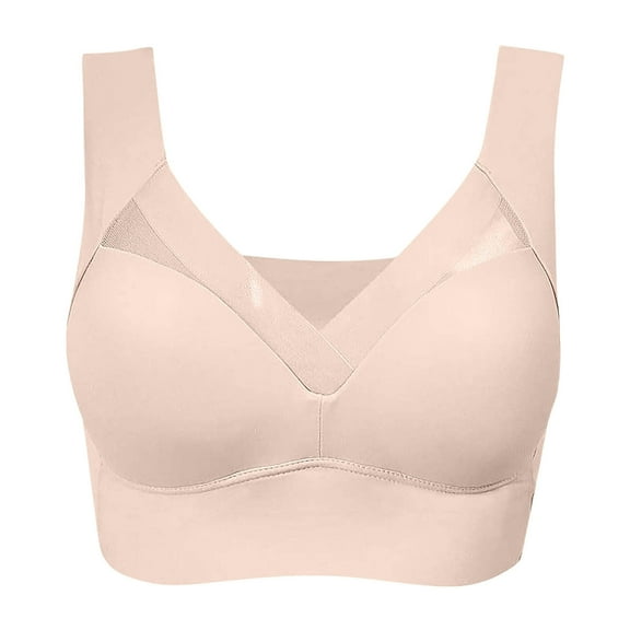 SnZhen Womens Bras Plus Size Wireless Woman's Embroidered Glossy Comfortable Breathable Bra Underwear No Rims