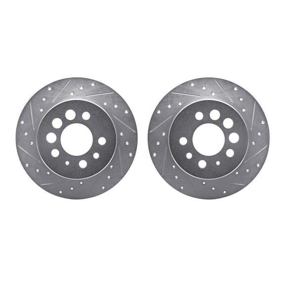 Dynamic Friction Company Rear Brake Rotors-Drilled and Slotted-Silver 7002-27033