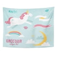 thumbnail image 1 of UFAEZU Pink Rainbow Cute Unicorn Moon Clouds and Ribbons Yellow Fairytale Wall Art Hanging Tapestry Home Decor for Living Room Bedroom Dorm 60x80 inch, 1 of 1