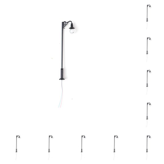Matsuzay Poste de luz 1:87 microdecoraciones de jardín farola de Metal Negro (luz blanca) 10piezas
