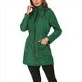 thumbnail image 2 of Chaqueta Impermeable para Mujer con Capucha y Cremallera Frontal de Longitud Media para Exteriores. Verde Hierba M, 2 of 8