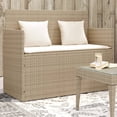 thumbnail image 3 of vidaXL Patio Bench with Cushions Beige Poly Rattan, 3 of 6