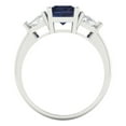 thumbnail image 4 of 2.82 ctw 3 Stone Anniversary Ring for Women | Emerald Cut Simulated Blue Sapphire | Hyperallergenic Solid 14K White Gold, 4 of 5