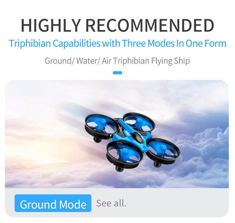 JJRC TERZETTO 3 - in - 1 Triphibian Remote Control Toy - Headless Mode, 360 °   Flips, 2 Speed Modes