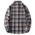 thumbnail image 3 of IYTR Men's Flannel Shirt Fashion Casual Plaid Turndown Collar Long Sleeve Button Up Loose Shirts Blue M, 3 of 4