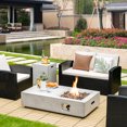 thumbnail image 2 of Costway 48" Concrete Rectangle Propane Gas Fire Pit W/ Lava Rocks Rain Cover 40,000 BTU, 2 of 10
