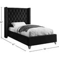 thumbnail image 5 of Meridian Furniture Aiden Solid Wood Tufted Velvet Wing Back Twin Bed in Black, 5 of 5