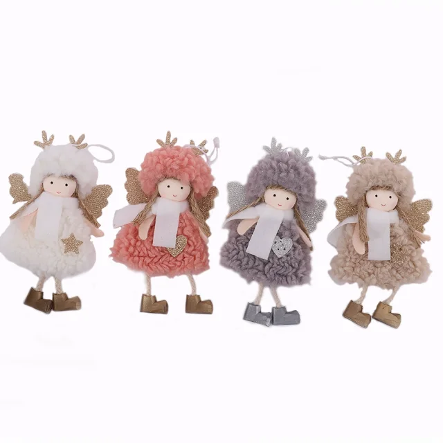 Christmas Angel Doll Hanging Ornament, 4 Pcs Cute Elk Plush Angel Ornaments for Christmas/Holiday/Party/Wedding