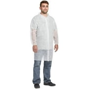 AMZ Supply White Disposable Lab Coats X-Large Adult Polypropylene Lab Coats Disposable Pack of 50