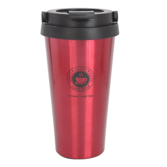 YAHHU 500ml Red Stainless Steel Insulated Travel Mug with Lid – Portable Car Cup, Thermal Coffee & Tea Holder