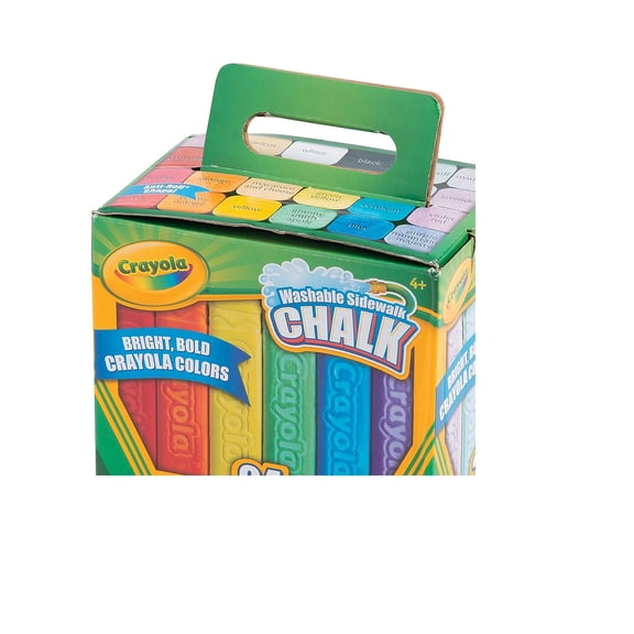 Fun Express Washable Sidewalk Chalk Pack with 24 Different Colors, Assorted, 24 Count Carton
