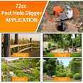 thumbnail image 4 of PRIJESSE 72CC Gas Powered 2-Stroke Earth Auger Post Hole Digger with 3", 5", 8" Bits +2 x 24" Rods, 4 of 7