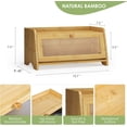 thumbnail image 4 of Bread Box for Kitchen Countertop, Large Bread Container Storage, Wooden Farmhouse Bread Box with Window Bread Holder (Natural Bamboo), 4 of 5