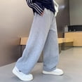 thumbnail image 6 of Xudanell Boys Baggy Sweatpants Straight Leg Open Bottom Casual Sweat Pants Elastic Waist Joggers Pants with Pockets Fall Winter (9-10 Years, Grey), 6 of 9