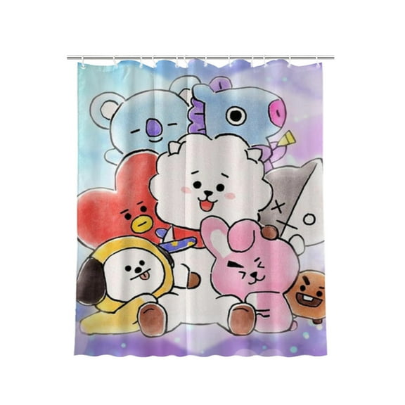 BT21 Shower Curtain Bathroom Decoration Bath Curtain Waterproof Shower Curtain Home Decor