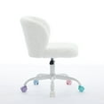 thumbnail image 5 of GAKMCIL Artificial Alpaca Wool Home Office Chair, Ergonomic Desk Chair, Vanity Chair with 360 ° Swivel, Arm, White Metal, Chassis can be Tilted 40°, 300lb Load for Study, Office, Bedroom (Ivory), 5 of 13