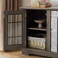 thumbnail image 6 of Farmhouse 58" TV Stand for 65" TVs, Wood Media Console Table with 2 Glass Doors and Adjustable Shelves, Entertainment Center for Living Room, Bedroom, 6 of 9