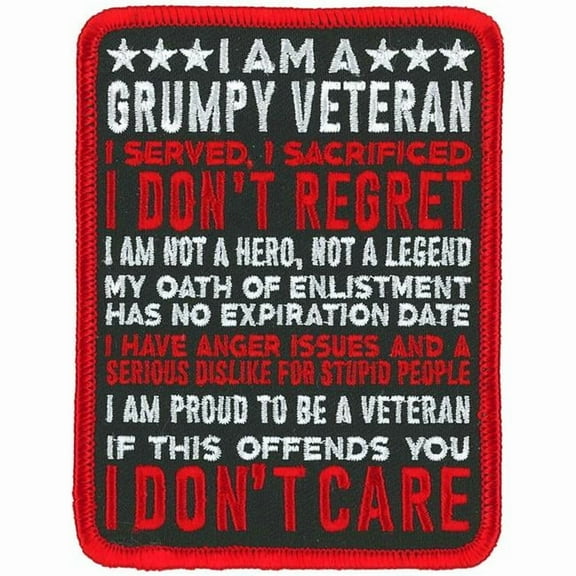 Hot Leathers  3 x 4 in. I Am A Grumpy Veteran Patch - Multi Color