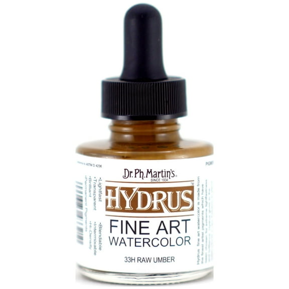 Dr. Ph. Martin's Hydrus Fine Art Watercolor, 1.0 oz, Raw Umber (33H)