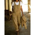 thumbnail image 5 of sicmoss Women's Khaki Y2K Baggy Wide Leg Bib Overalls Adjustable Strap with Pockets, 5 of 7