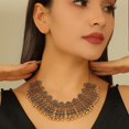 thumbnail image 2 of Indian Bollywood Traditional Jhumka Jewellery Set for Women Large Big Tassel Beaded Kundan Ethnic Wedding Wear Party Festival Choker Necklace Earrings Maang Tikka Traditional Fashion Antique Jewelry, 2 of 12
