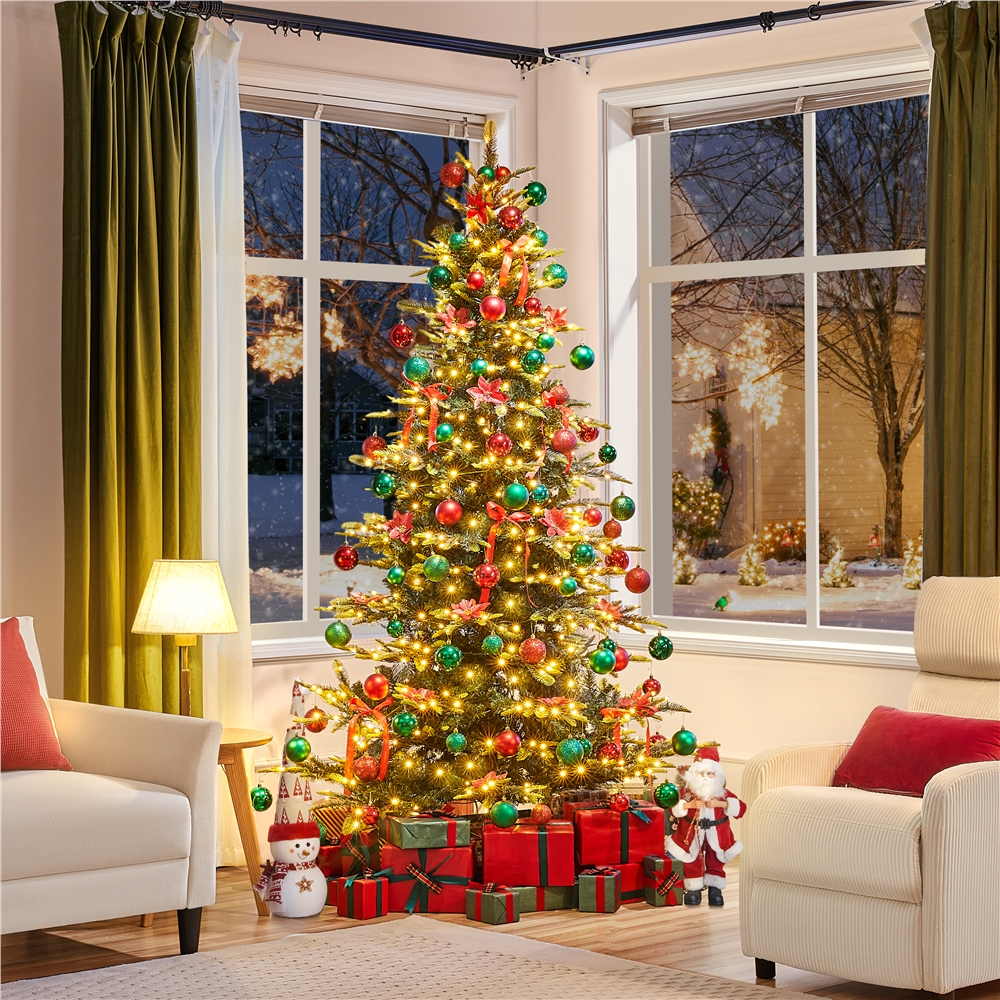 Alden Design 7.5Ft Pre-lit Artificial Christmas Tree with 550 LED Lights, Green