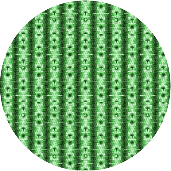 Ahgly Company Indoor Round Patterned Green Area Rugs, 8' Round