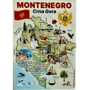 Montenegro Graphic Map and Attractions Souvenir Fridge Magnet 2.5" X 3.5"
