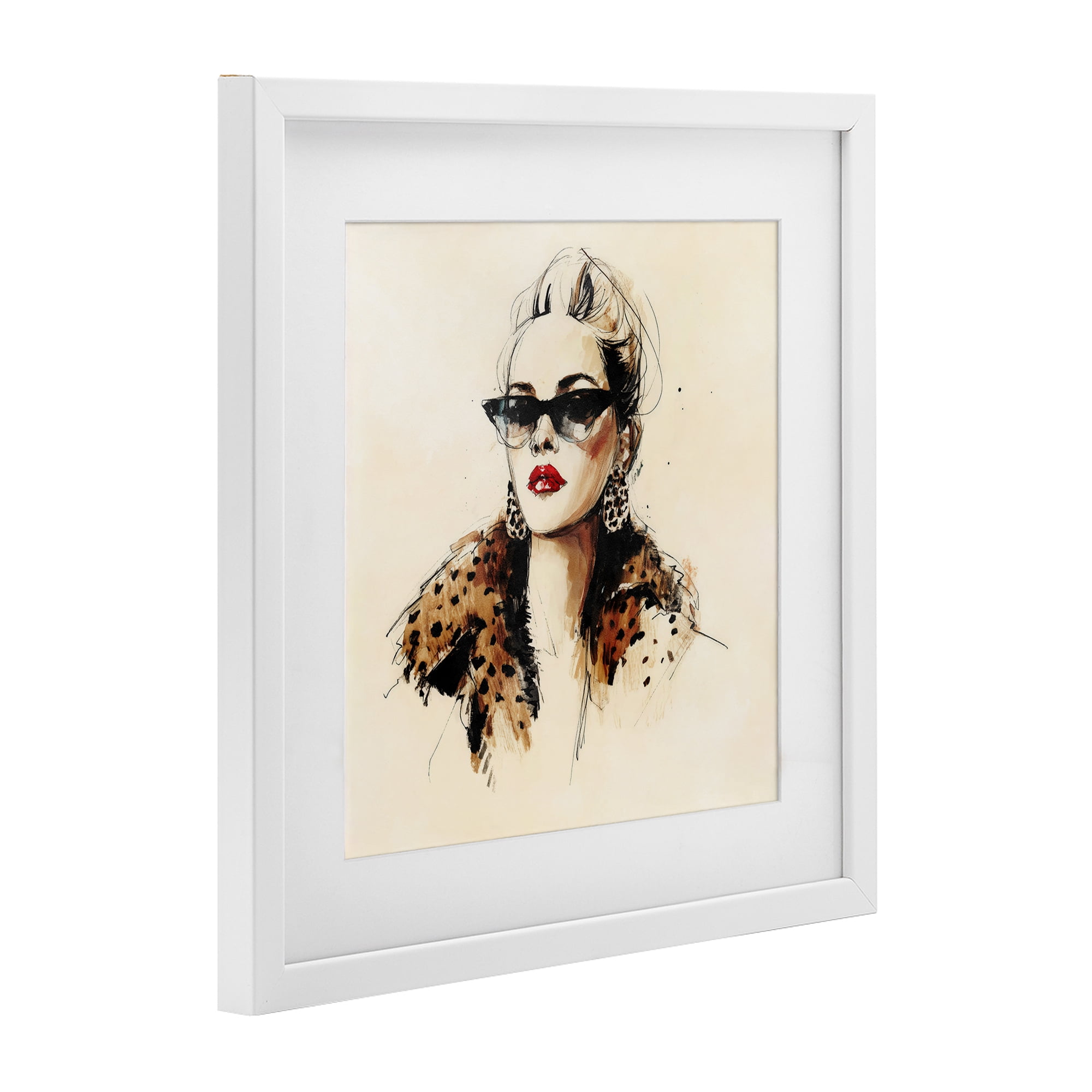 Stupell Industries Glam Leopard Sonata Portrait White Framed Print Under Glass, design by Svetlana Aleynikova