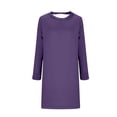 thumbnail image 5 of Kaemgyyd Women's Fleece Lined Sweatshirt Dress Fall Winter Casual Solid Crewneck Pullover Loungewear Loose Long Sleeve Mini Dress, 5 of 5