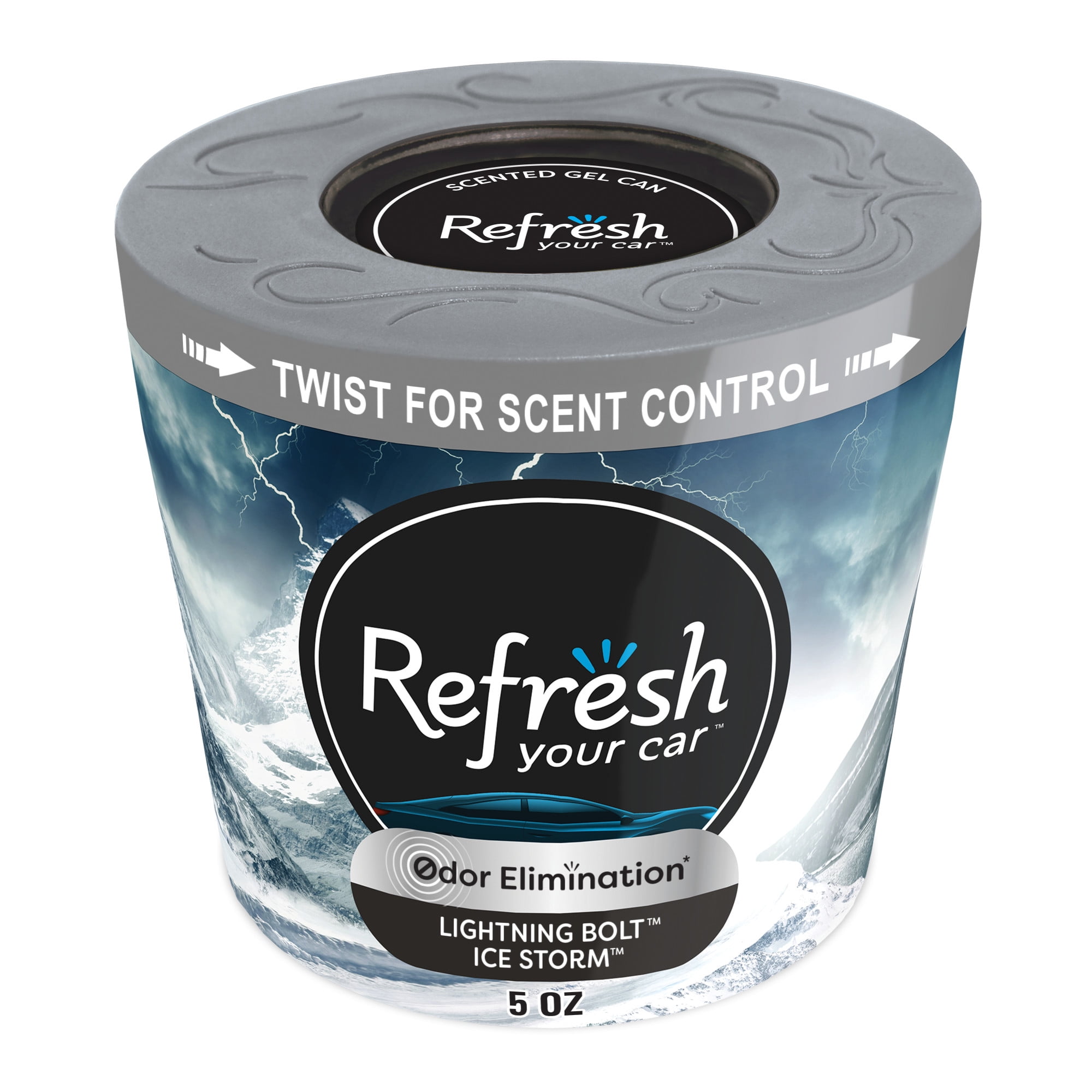 (3 pack) Refresh Your Car! Gel Can Air Freshener (Lightning Bolt/Ice Storm Scent, 5 oz)
