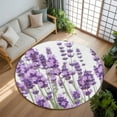 thumbnail image 2 of Lavender Washable Area Rug&nbsp;6 ft Purple Floral Leaves Plant White Background Soft Round&nbsp;Rugs for Living Room, Non Slip Carpet for Bedroom&nbsp;Entryway Dining Room, 2 of 9