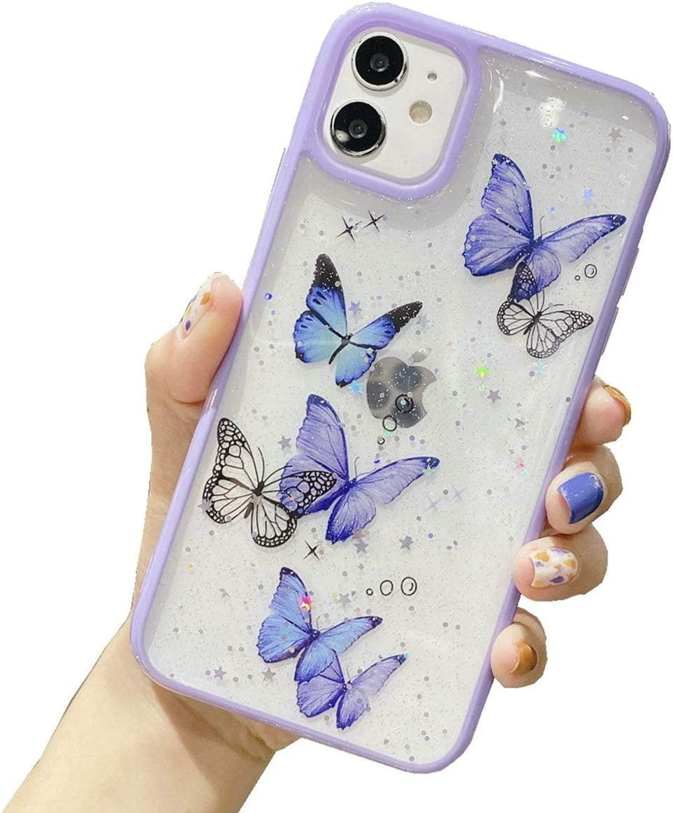 CASELIX iPhone 12 Pro Case Cute Glitter Butterfly Print iPhone 12