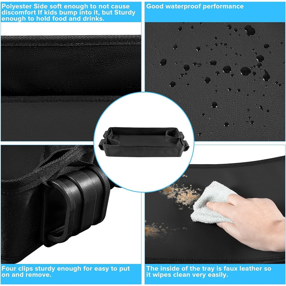Stroller Snack Tray Compatible with Wagon - Upgraded with Extra Thick Base, for Added Durability（black）