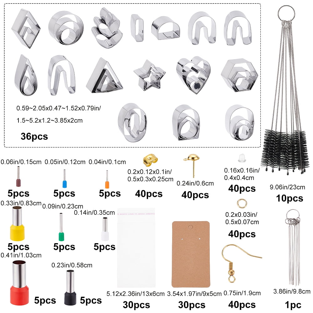 DIY Earring Making Finding Kit Including Column Clay Cutter Sets Brass Earring Hooks Nylon Brushes Plastic & Iron Ear Nuts